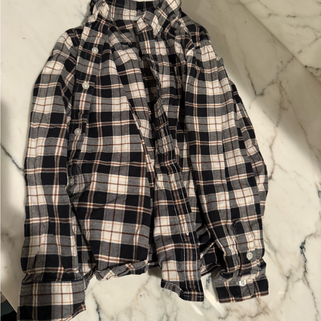 Janie And Jack Black And White Plaid Button Down Shirt